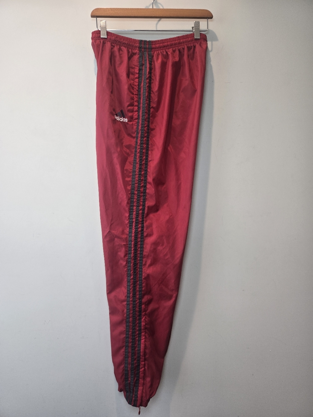 Adidas Pants Medium Men's 90s Red Vintage Nylon Wind Track  Swishy